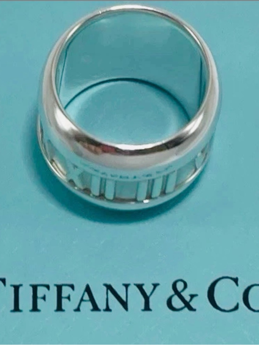 Tiffany & Co. Atlas 2003 Wide Band Ring Sterling Silver 925 Size US 4.5 W/Pouch - Picture 8 of 11